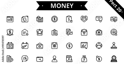 Collection of money and finance related icons