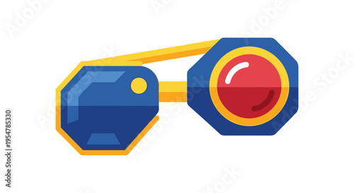 colorful key with red gem on white background