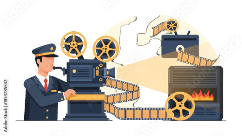 Director's Vision: Capturing the Art of Filmmaking: A director, poised with the movie camera, crafts a cinematic masterpiece.