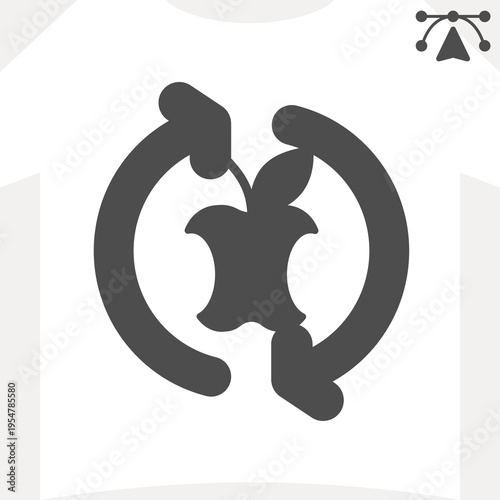 Fruit expiration cycle solid icon, food concept. Vector graphics. Arrows of process, renewal apple, bitten apple, rotten sign and editable stroke, glyph style icon for mobile or web design.