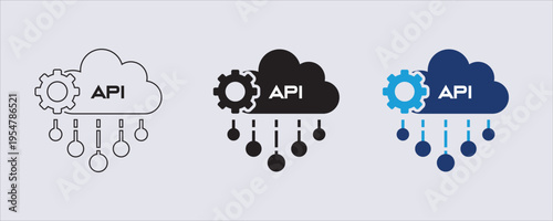 Icon representing an Application Programming Interface (API), which is a software intermediary that allows two applications to talk to each other, Represents cloud computing and remote data services.