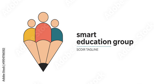 Smart Education Group Logo Design Featuring Pencil and People Icons