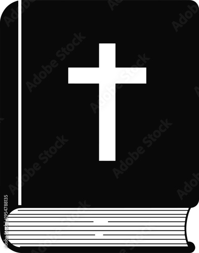 Black book with white cross on cover religious book