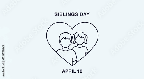 Siblings day april 10 heart illustration with kids