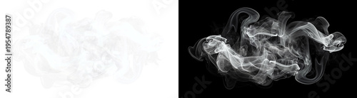 Billede på lærred PNG image of Ethereal white smoke swirls, wispy steam clouds and vapor trails, a