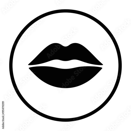 Vector of lips inside a circular frame
