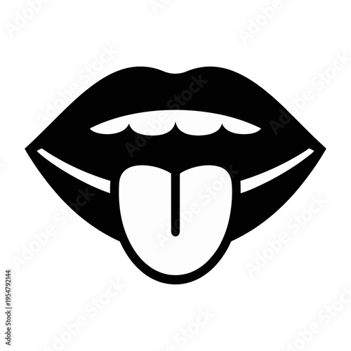 Vector of lips with a tongue sticking out