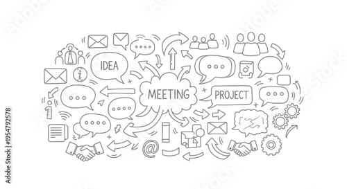 Set of business and meeting icons vector