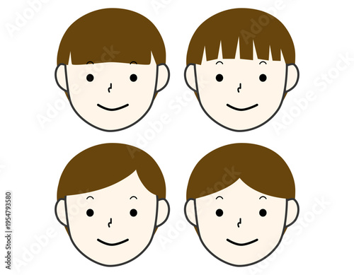 シンプルなベリーショートヘアーの女の子のセット　茶髪