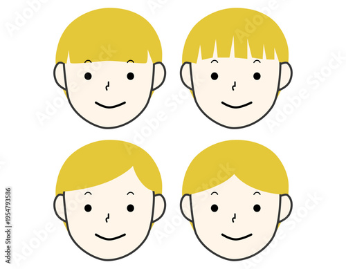 シンプルなベリーショートヘアーの女の子のセット　金髪