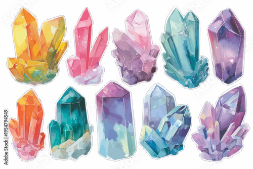 Colorful crystals and gems collection: bright and shimmering mineral display