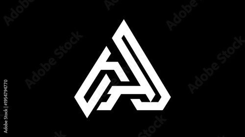 Modern abstract initial A in white, geometric linear design concept on a black background, minimalist clean graphic symbol
