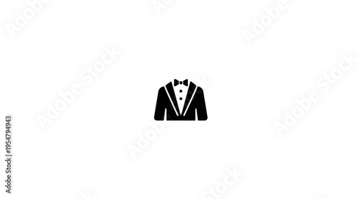 Black Tuxedo Suit with Bow Tie Icon - Elegant Formal Wear Graphic for Events, Weddings, and Celebrations