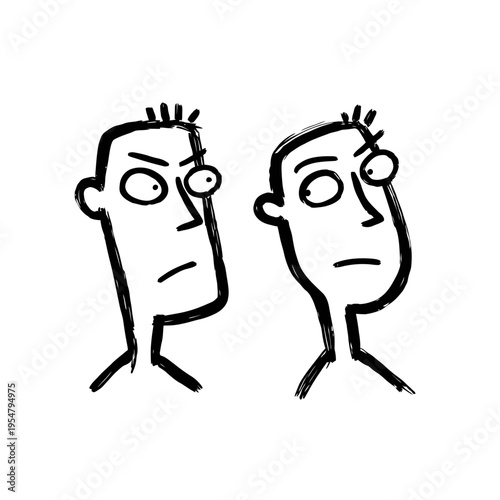 Two confused men sketch with puzzled expressions