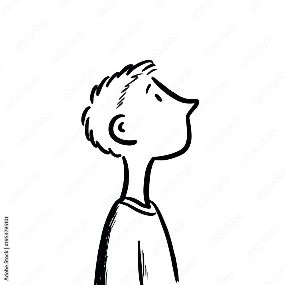 Fototapeta premium Illustration of a young caucasian male child looking upward