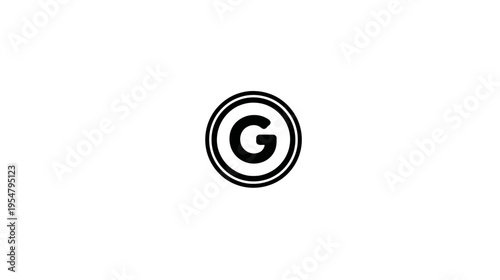 Minimalist black letter G in a double circle icon on a white background, typography initial graphic symbol, isolated