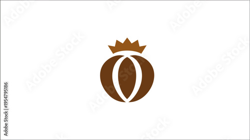 Elegant Abstract Brown Crowned Oval Icon. Simple graphic symbol for premium quality, natural product, or royal brand identity.