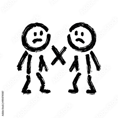 Sad Figures Facing Conflict or Disagreement Symbol
