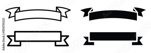 Bilde på lerret Hand drawn decorative ribbon elements commonly used to decorate gifts, awards, banner and Social media