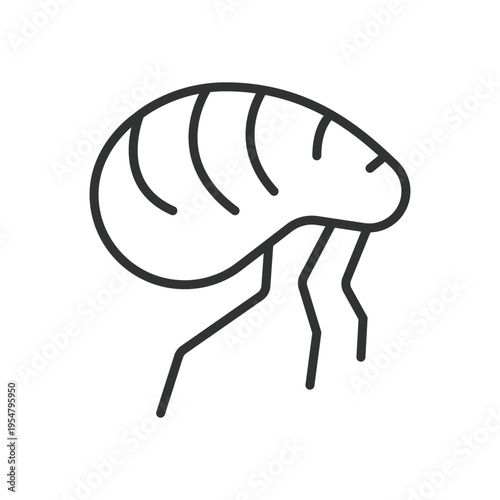 Flea, icon in line design. flea, insect, parasite, small, pest, animal, bug on white background vector. flea editable stroke icon