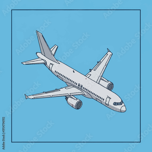 Modern Passenger Jet Airplane Flying High in the Sky.