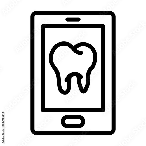 Dental app Vector Line Icon Design