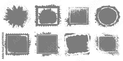 Vintage vector set of grunge frames and retro border illustrations featuring decorative paper elements and scrapbook labels for a creative card design collection