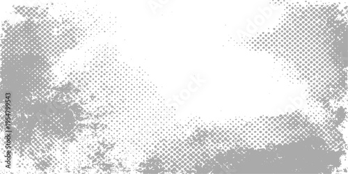 Seamless halftone pattern vector illustration featuring a geometric grid of black and white dots on a textured grunge abstract background for a digital world map wallpaper design