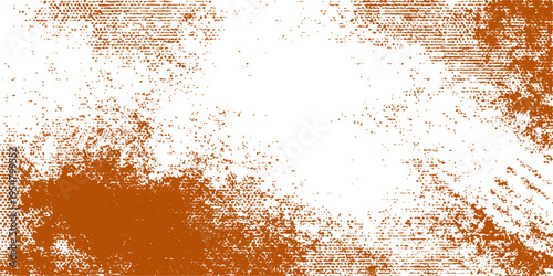 A macro close-up of an orange juice splash with water drops on the glass set against a textured rusty metal surface with a vintage grunge pattern