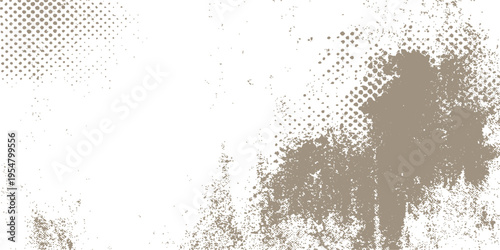 A dark grunge illustration featuring the black silhouettes of a man, woman, and girl within an ink splash border and a dirty paper texture design