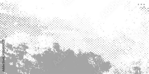 A vintage black ink splatter design featuring a dirty grunge texture and halftone pattern vector illustration with a splat paint border frame on an abstract paper wallpaper background