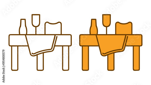 Dinner Table Illustration: A minimalistic line drawing presents a dining table set for a meal, showcasing elegance, food, and anticipation.