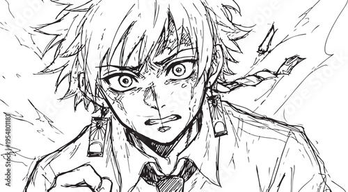 Anime style manga male character vector illustration