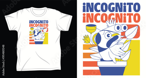 Incognito cartoon character in plant pot with bold graphic text
