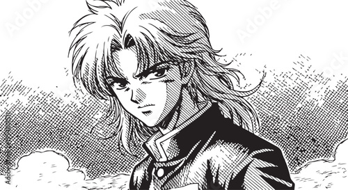 Vector manga style anime character portrait