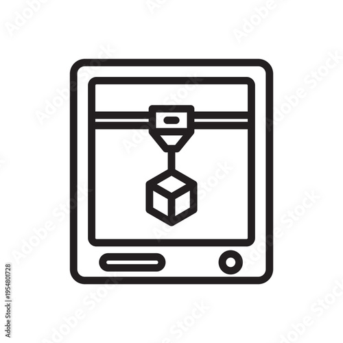 3D Printing Mobile App Line Icon. Additive Manufacturing Outline Vector
