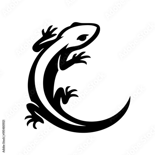 Dibujo sencillo con la silueta de un lagarto curvado como una letra C