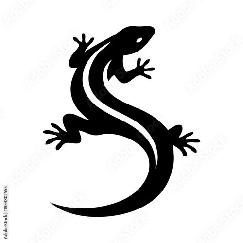 Dibujo sencillo con la silueta de un lagarto curvado como una letra S