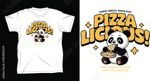 Panda eating pizza slices pizza licious cheesy breezy panda easy fun.
