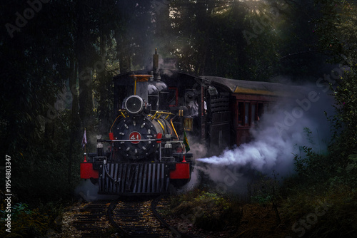 Trem Maria Fumaça em Tiradentes MG, foto tirada em um dia de chuvoso.