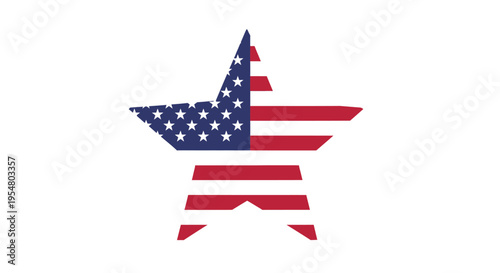 Stylized American flag star symbol representing national pride, freedom, and unity. A patriotic emblem for diverse US-themed designs