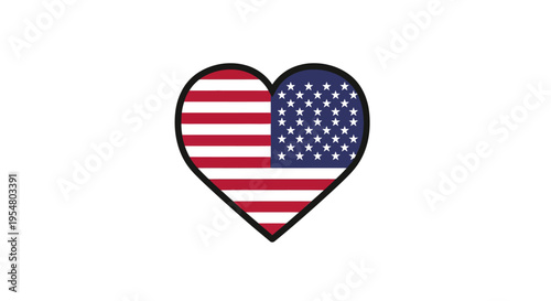 Vibrant heart illustration featuring a classic stars and stripes design, a powerful symbol of national spirit, unity, and devotion