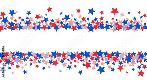 Patriotic Red and Blue Stars Border Background for USA Independence Day, 4th of July, and Memorial Day Celebrations