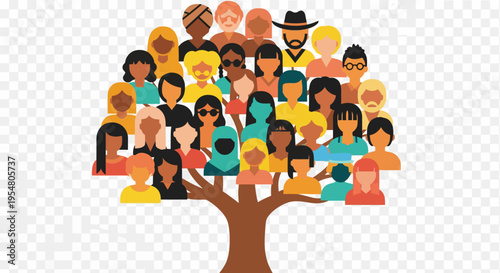 Diverse Community Tree A Symbol of Unity, Inclusion, and Global Human Connection Representing Cultural Richness and Social Harmony