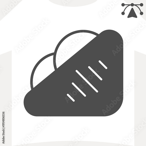 Sandwich with doctor sausage solid icon, grocery food concept. Vector graphics. Triangular sandwich sign and editable stroke, glyph style icon for mobile or web design.