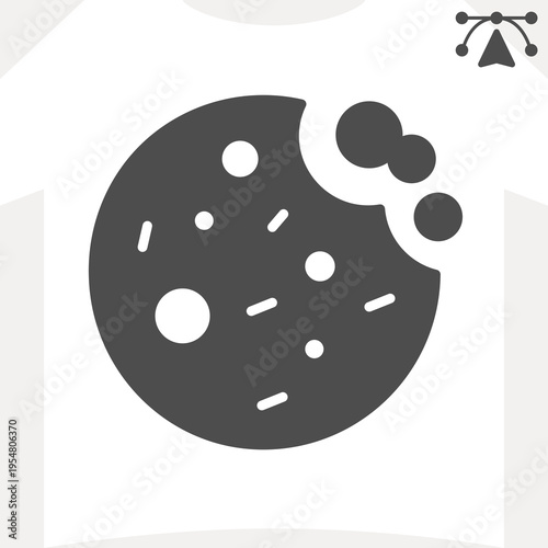 Cookies solid icon, bakery food concept. Vector graphics. Gingerbread cookie sign and editable stroke, glyph style icon for mobile or web design.