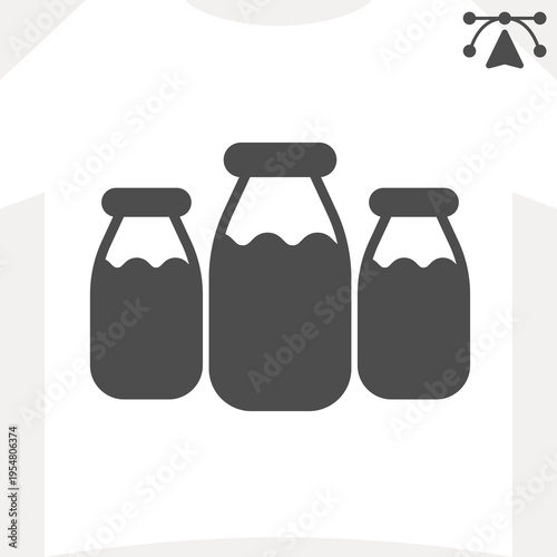 Jars of canned goods solid icon, dairy products concept. Vector graphics. Milk jars sign and editable stroke, glyph style icon for mobile or web design.