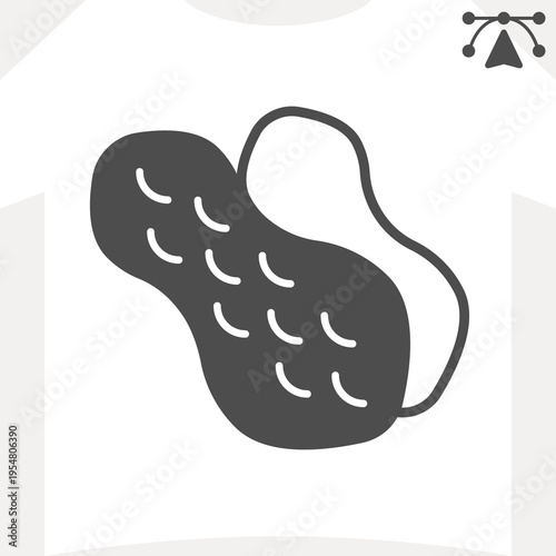 Nuts solid icon, food concept. Vector graphics. Pistachios nuts sign and editable stroke, glyph style icon for mobile or web design.