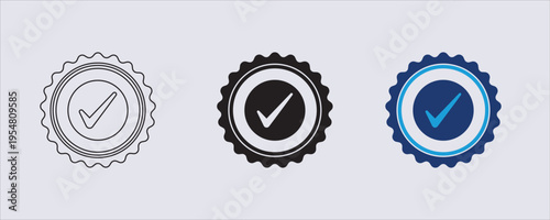 A quality assurance seal icon, often used to signify certification, approval, or verification, commonly used in business to guarantee quality, authentication, or validation of a product or service. 