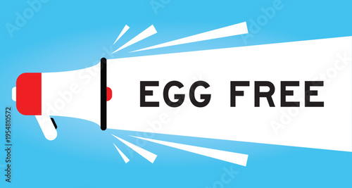 Color megaphone icon with word egg free in white banner on blue background